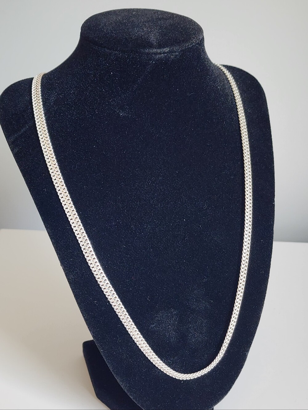 Vintage Italian 925 Sterling Silver Flat Curb Chain Necklace 28"